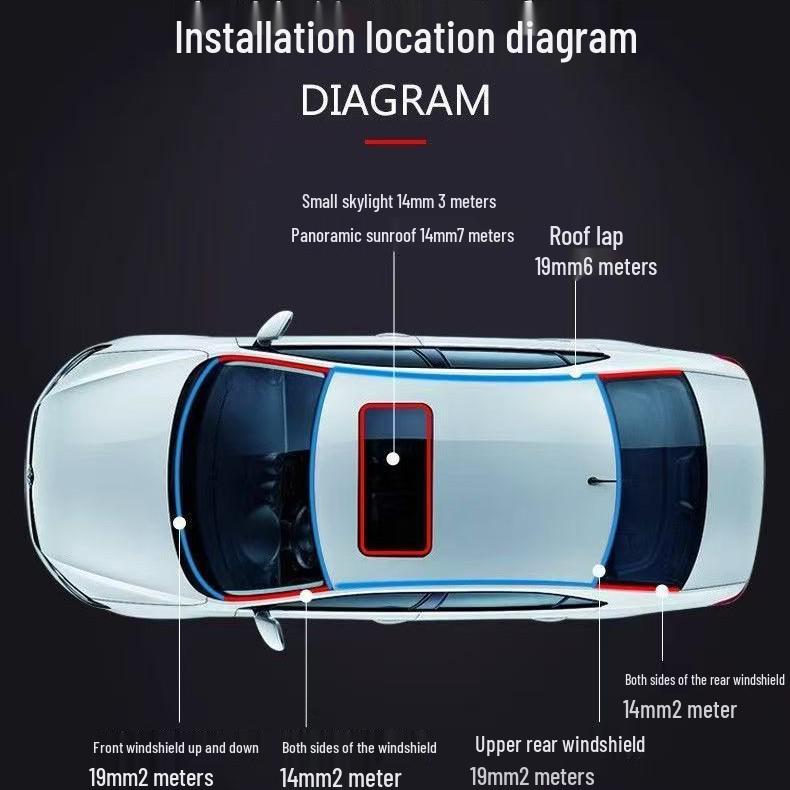 T-Typ Dichtungsband für Auto-Windschutzscheibe und Schiebedach - Schalldicht, Staubdicht, Wasserdicht