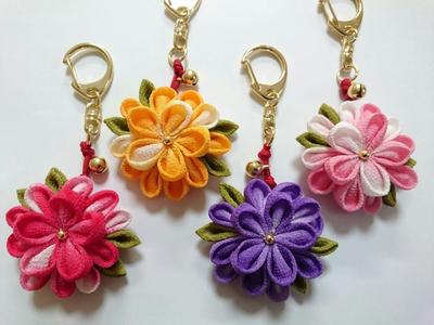 Takaraku Tsumami Zaiku Craft Flower Keychain Set of 4 Kit