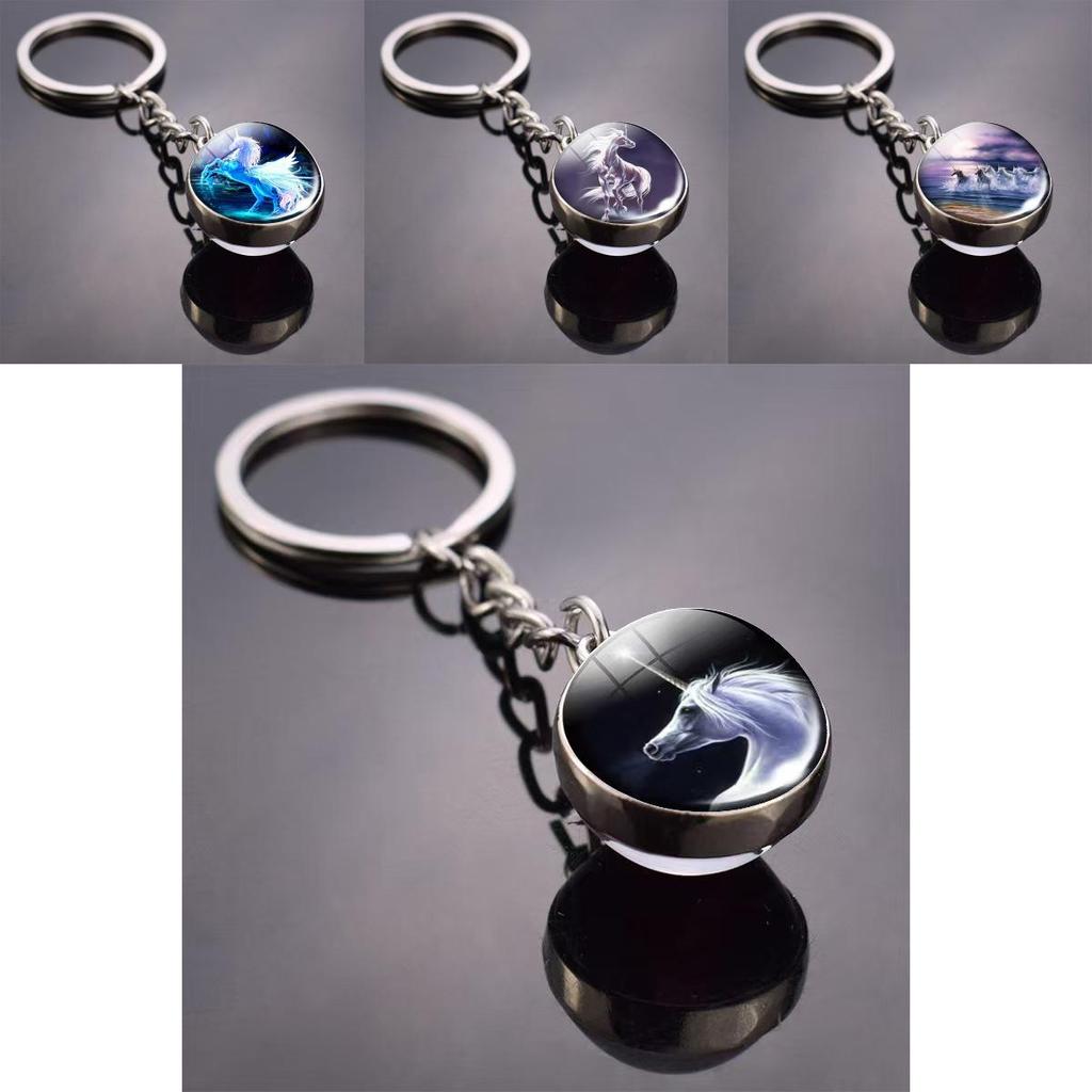 Unicorn Pattern Jewelry With Round Zinc Alloy Glass Charm For Gift And Daily Wear