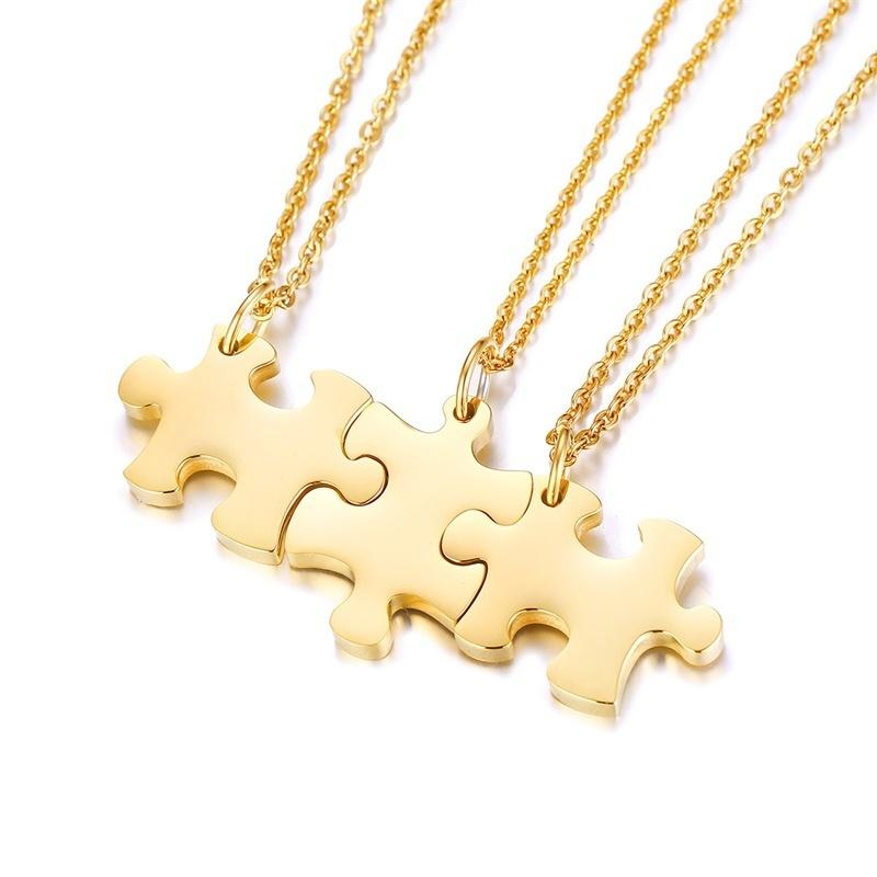 Personalized Puzzle Necklace Friendship Customized Pendant 2/3/4/5 Pieces Best Friends BFF Stainless Steel Bridesmaid Gift