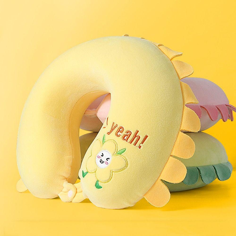 

Cartoon U-shaped Nap Pillow Solid Color Memory Foam Pillows Portable Nursing Cushion 9