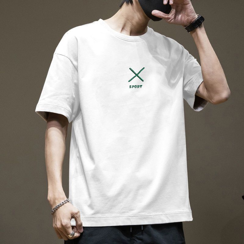 fashion Japanese and Korean summer short sleeved men's fashion brand printed half sleeved t-shirt fashionable trend with loose fit