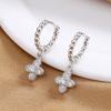 Earrings Femininity High-End Zircon Light Luxury Cross Star And Moon Asymmetric Ear Buckle Jewelry