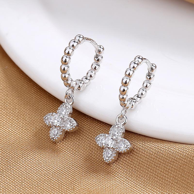 Earrings Femininity High-End Zircon Light Luxury Cross Star And Moon Asymmetric Ear Buckle Jewelry