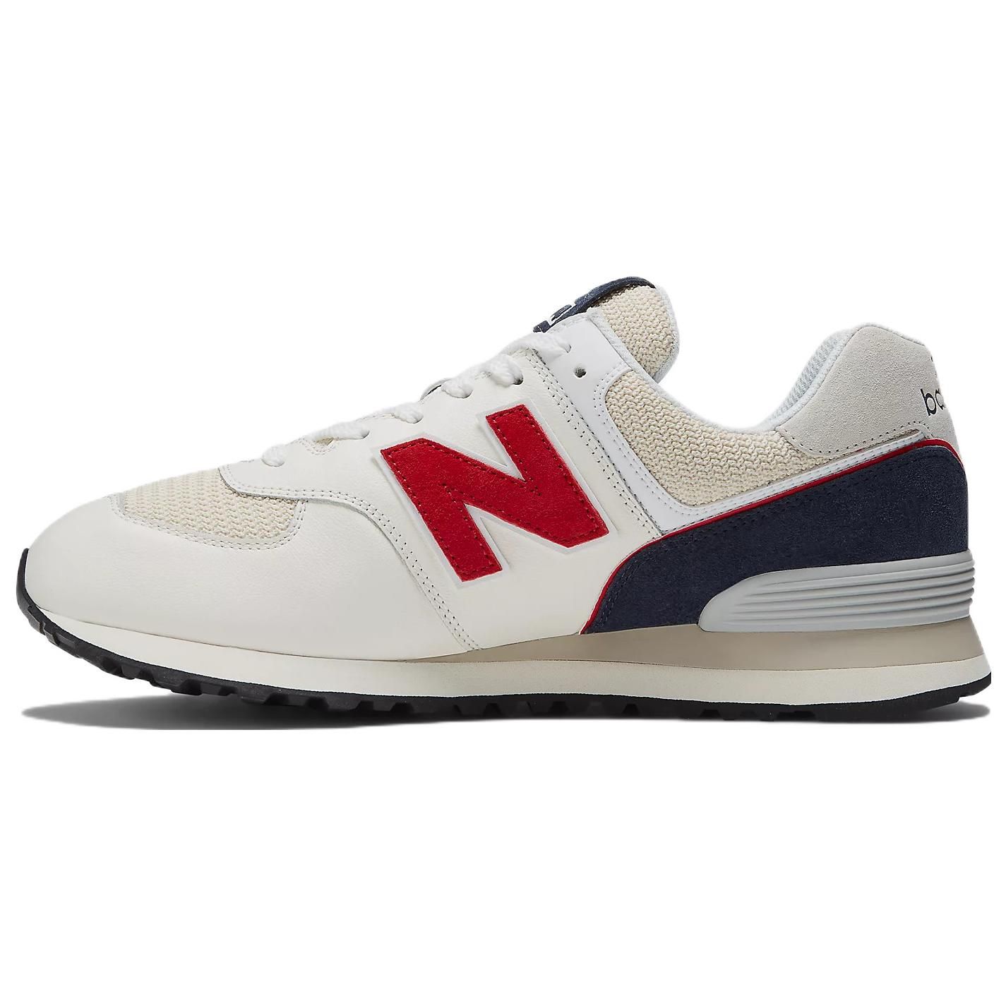 

New Balance 574 Sea Salt Navy Мужские кроссовки белые ML574WN2