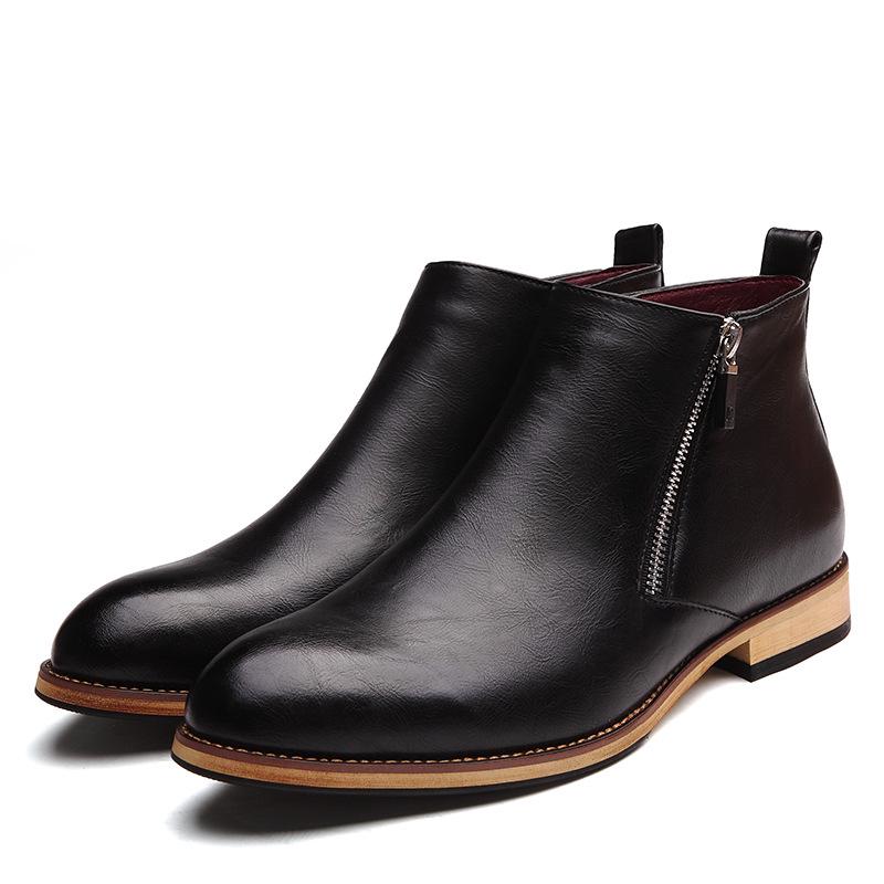 

Сапоги из спилка, мужская обувь, высококачественные деловые оксфорды на молнии для вечеринок, осенние мужские ботинки до щиколотки для взрослых 2019 г. 6 чёрный