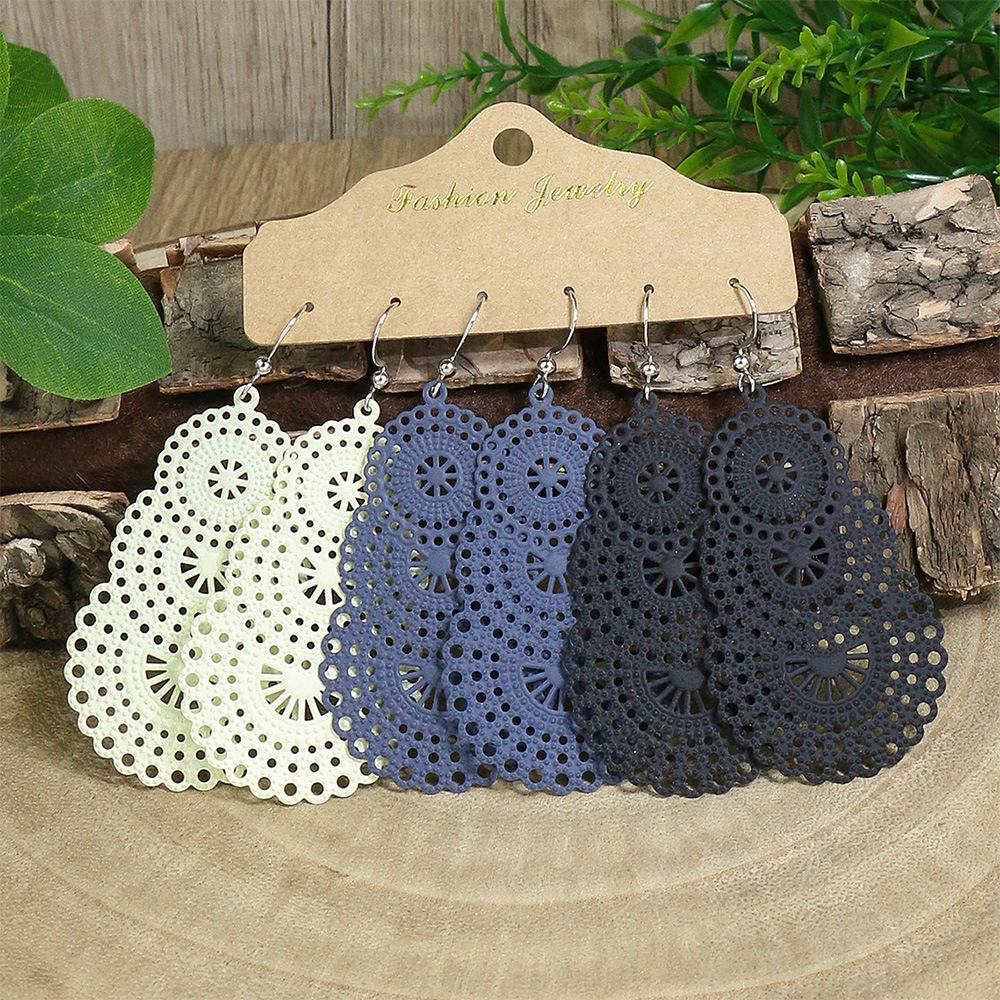 Set di 3 orecchini a goccia vuoti color caramella per donna Boho Etnico Lunghi Pendenti Statement Gioielli da Matrimonio