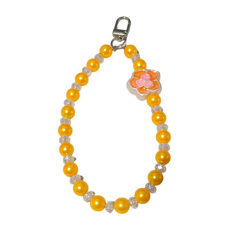 Colorful Resin Bead Chain Keychain with Flower Pendant