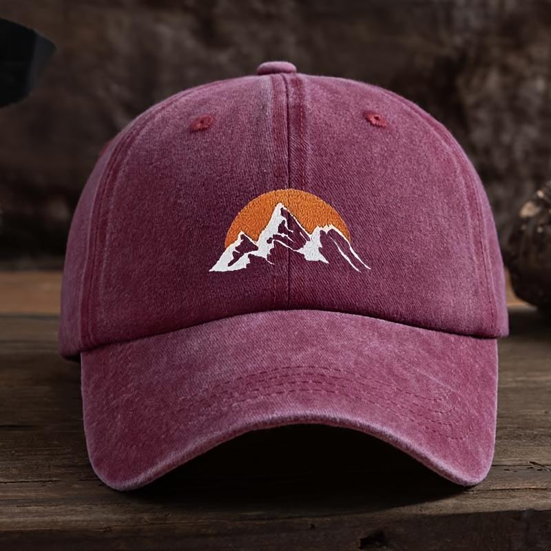 A Sun Mountain Peak Embroidered Baseball Cap a Stylish and Versatile Snapback Hat for Men Trendy for Outdoor Wear