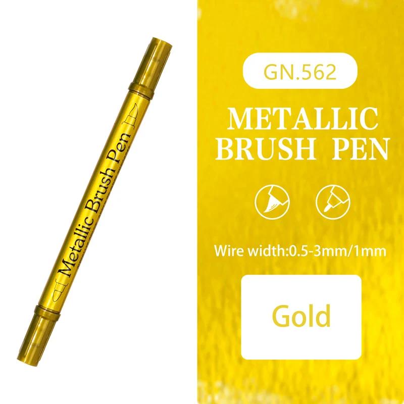 Çift Başlı Renkli Metal Suya Dayanıklı Kalıcı Boya İşaretleyici Kalemler Altın Gümüş Renk DIY Sanat İşaretleyici Kalem Sanat Boyama Malzemeleri İçin