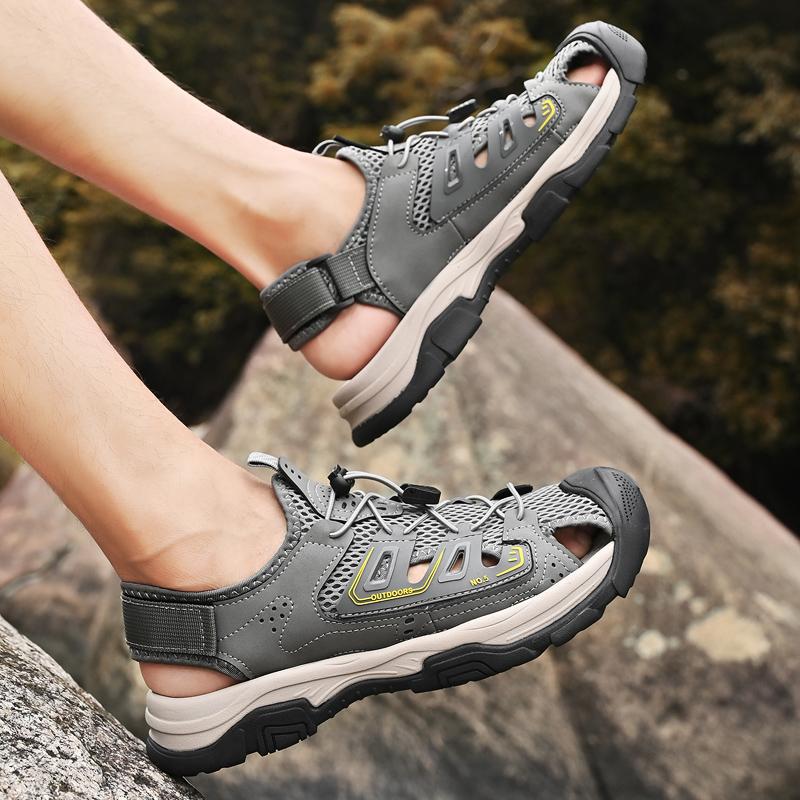 Fashion Beach Cool Man Luxury Sandals Fashion Outdoor Flats Comfortable Man Sandals Lace-Up Men Walking Shoe Hollow Out Mens Mesh Shoes