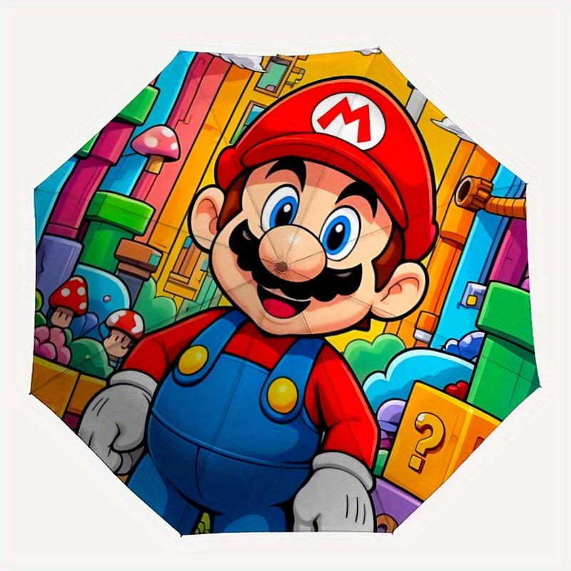 Mario Adventure Automatic Folding Cute Umbrella - Lightweight, Retractable Design with 8-Rib Durability, Perfect for Outdoor Adventures, Fas