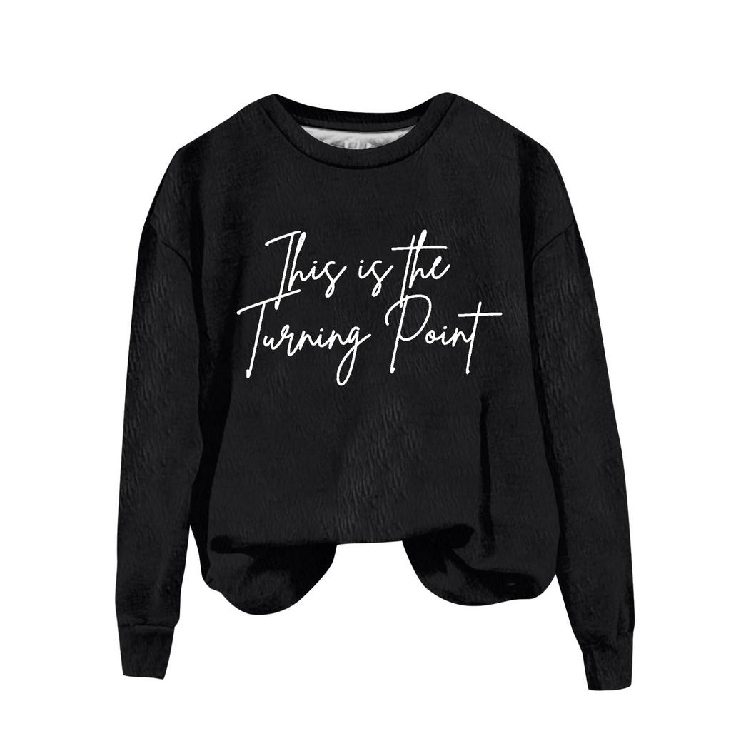 Ladies Fashion Casual Long Sleeve Printed Round Neck  Pullover Top