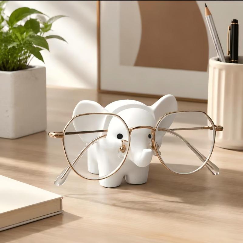 3D Printed Elephant Glasses Holder, Marble Textured Desktop Decoration, Exquisite Animal Shaped Creative Glasses Holder