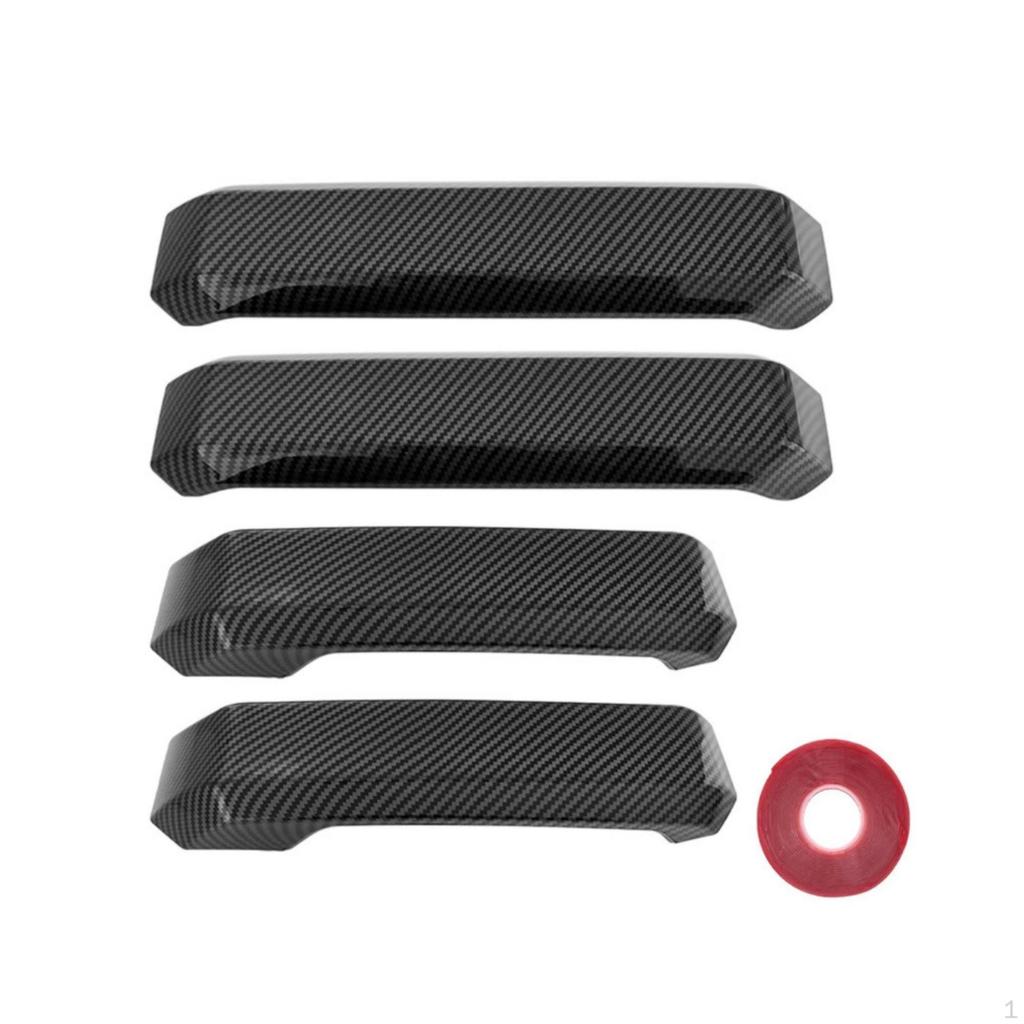 4 Pieces Interior Door Handle Trim Cover | CarbonFiber Texture Finish, Easy Peeland Installation,