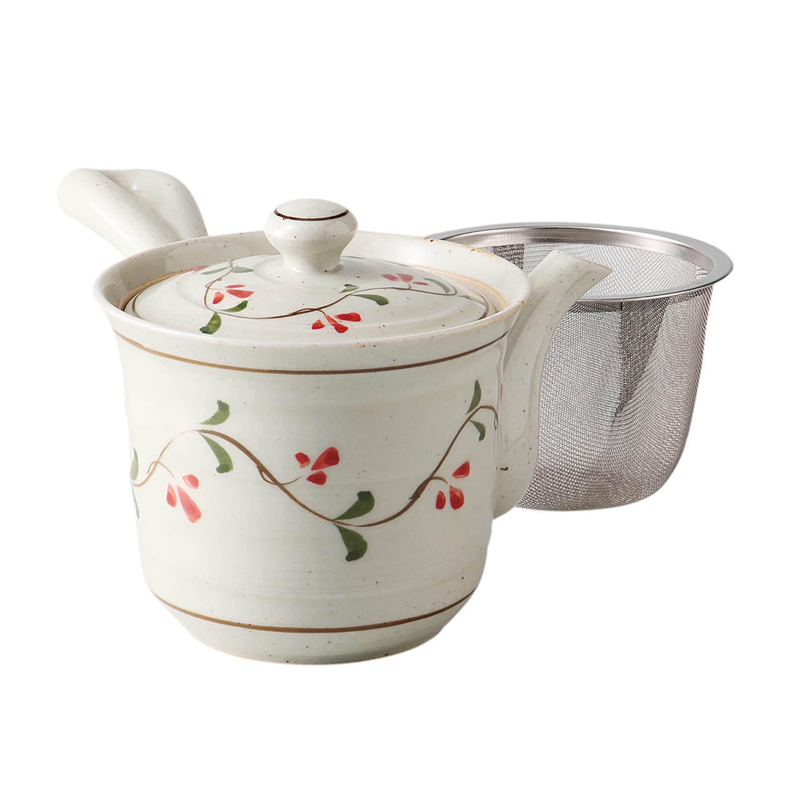 

Nishikai Toki Hasami Ware Lightweight Teapot, Approx. 275ml, Reverse Shape, Rotating Arabesque Pattern, Made in Japan, 74055, Beige