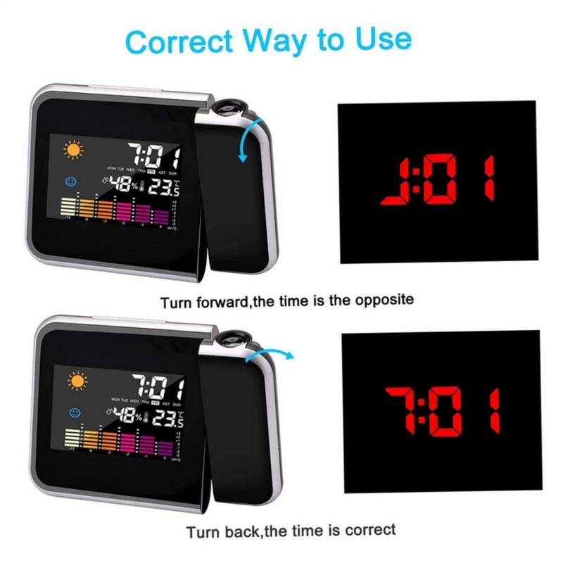 New Alarm Clock With Night Backlight Color Digital LED Screen Projector Adjustable Projection Angle For Home Living Room