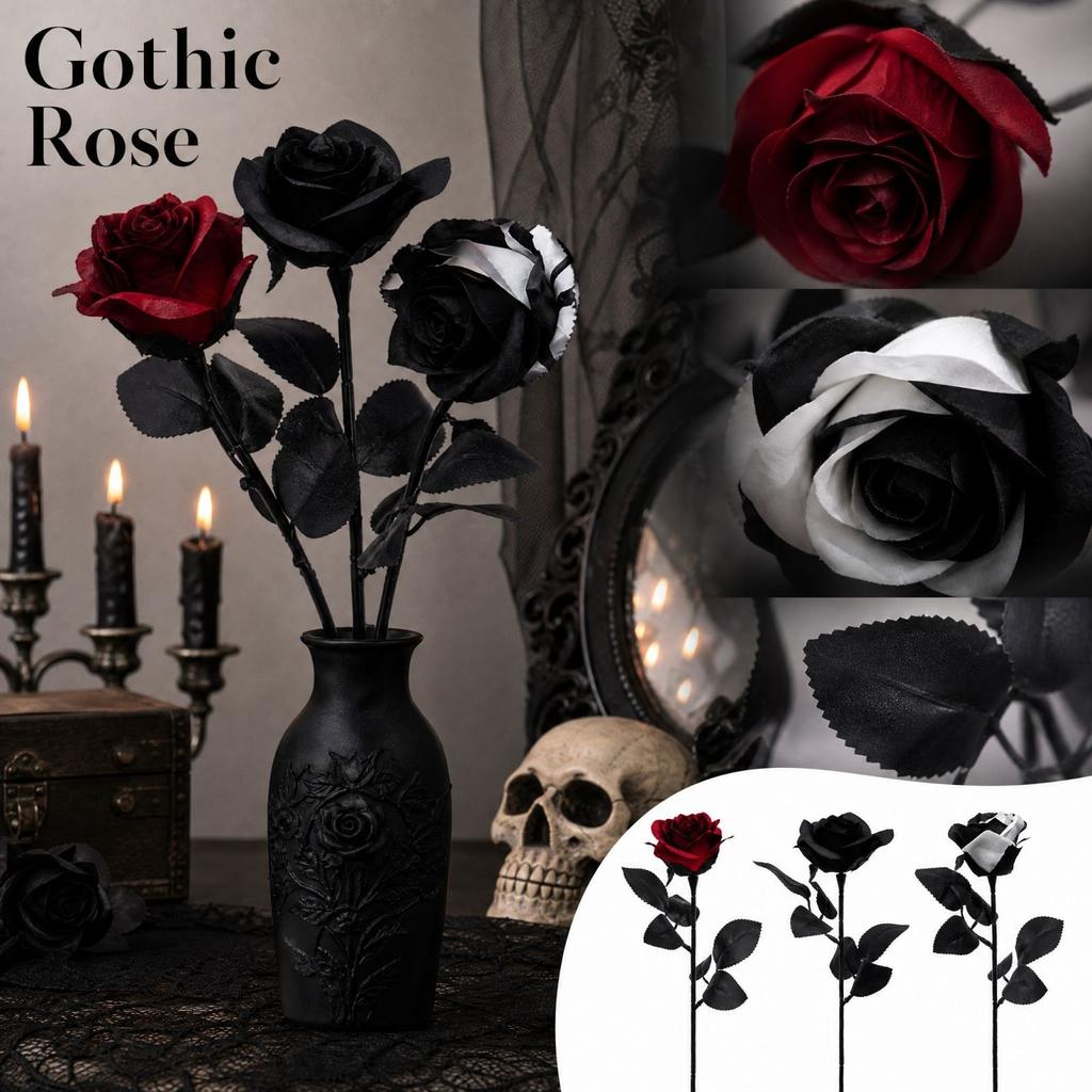 Halloween Artificial Flowers Roses Gothic Floral Arrangement for Home Decor