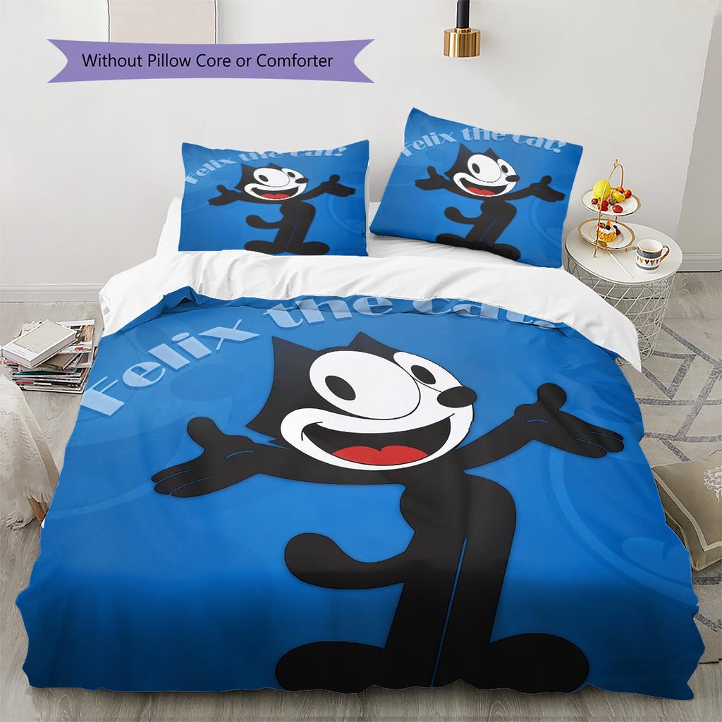 Felix the Cat  Pattern Bedding Quilt Set  Home Decoration  Gift (1 * duvet cover + 2 * pillowcase  without core)