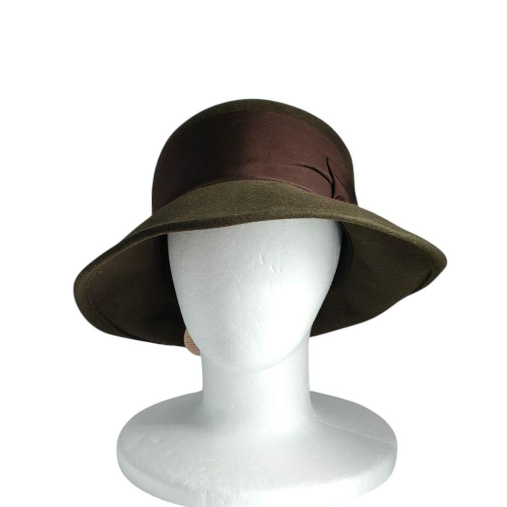 Used Like new CA4LA Kashira Ribbon Wool Hat Hat Khaki Ladies Old Clothes Used USED