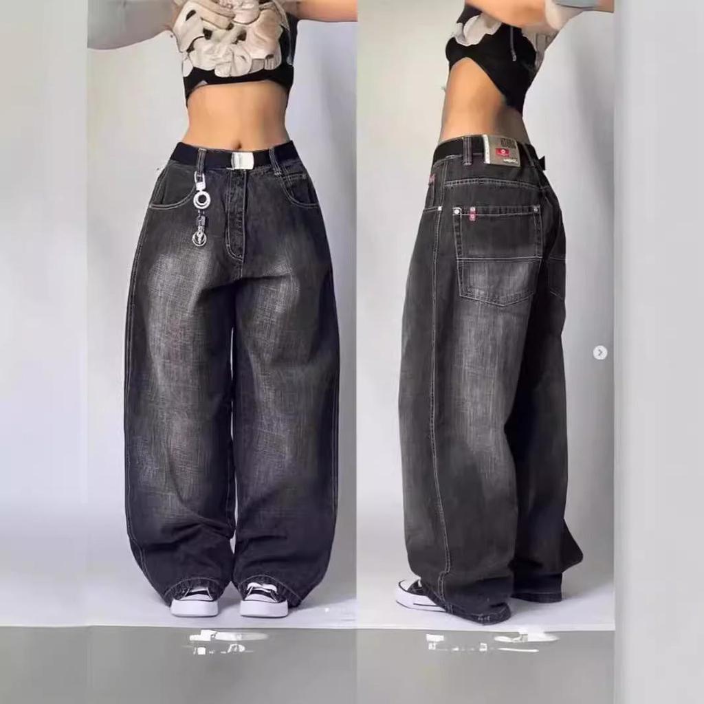 Blugi Drepți cu Talie Înaltă, Stil Retro Hip-Hop Y2K, pentru Femei, 2024