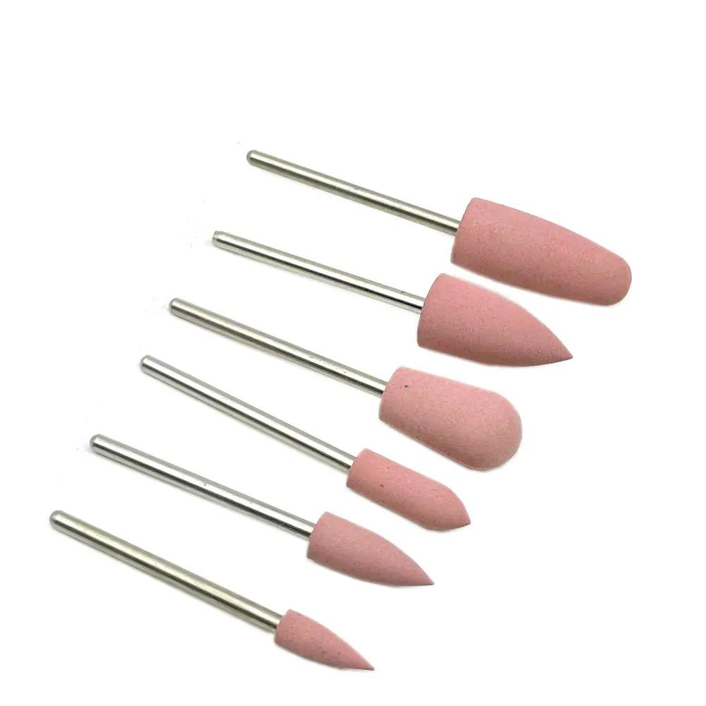 6pcs/10pcs Silicone Rubber Dental Polishing Polisher Grinders Nail Drill Bits for Electric Manicure 2.35mm Shank