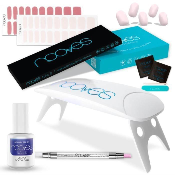 Kit de démarrage Vernis à Ongles - Beauty Rose - 2 Autocollants Gel - Lampe UV/LED - Gel Top Coat Glossy