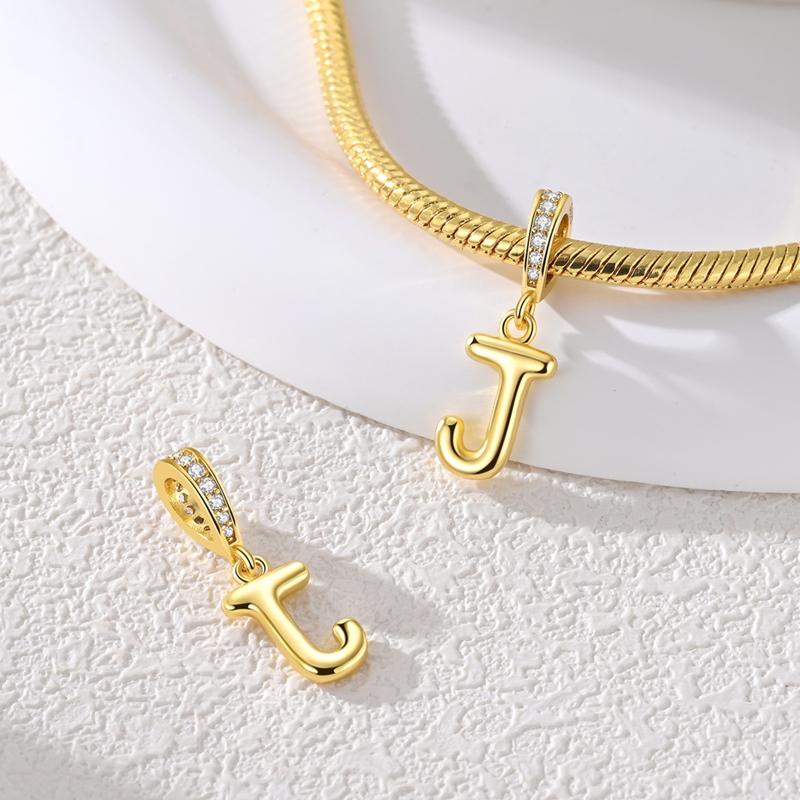 Copper Golden Letter J Charms Fit Original Bracelet Making Gift For Woman Jewelry Diy Fashion Pendant