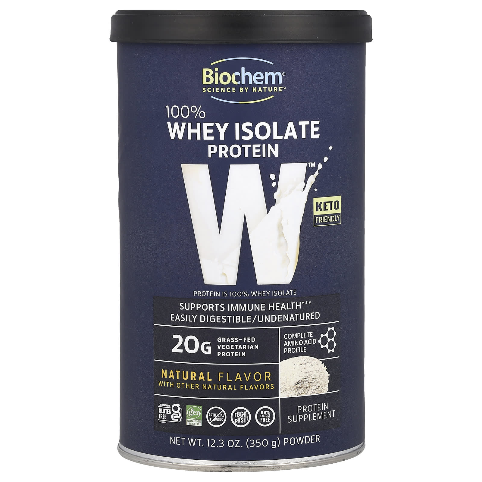 

Biochem, 100% whey protein isolate, natural, 350g (12.3oz)