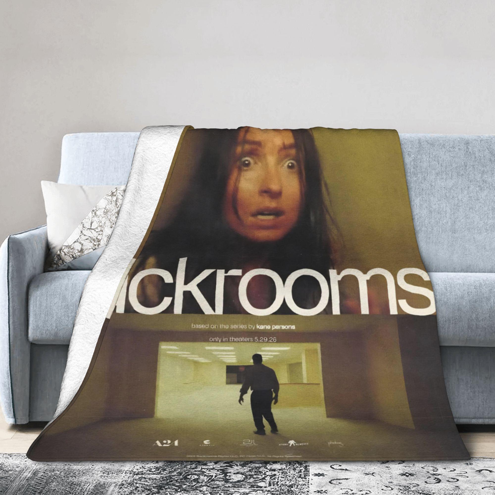 Helenal Unisex White Backrooms Horror Movie Merch Blanket Soft Flannel Throw Blanket Comfortable Bedding Throws