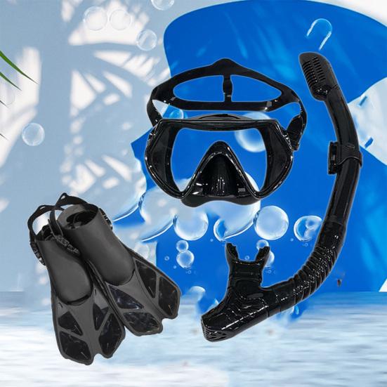 Set Maschera Subacquea Panoramica 180° Con Boccaglio Asciutto - Maschera Snorkeling Anti-Appannamento E Anti-Perda Per Adulti In Silicone
