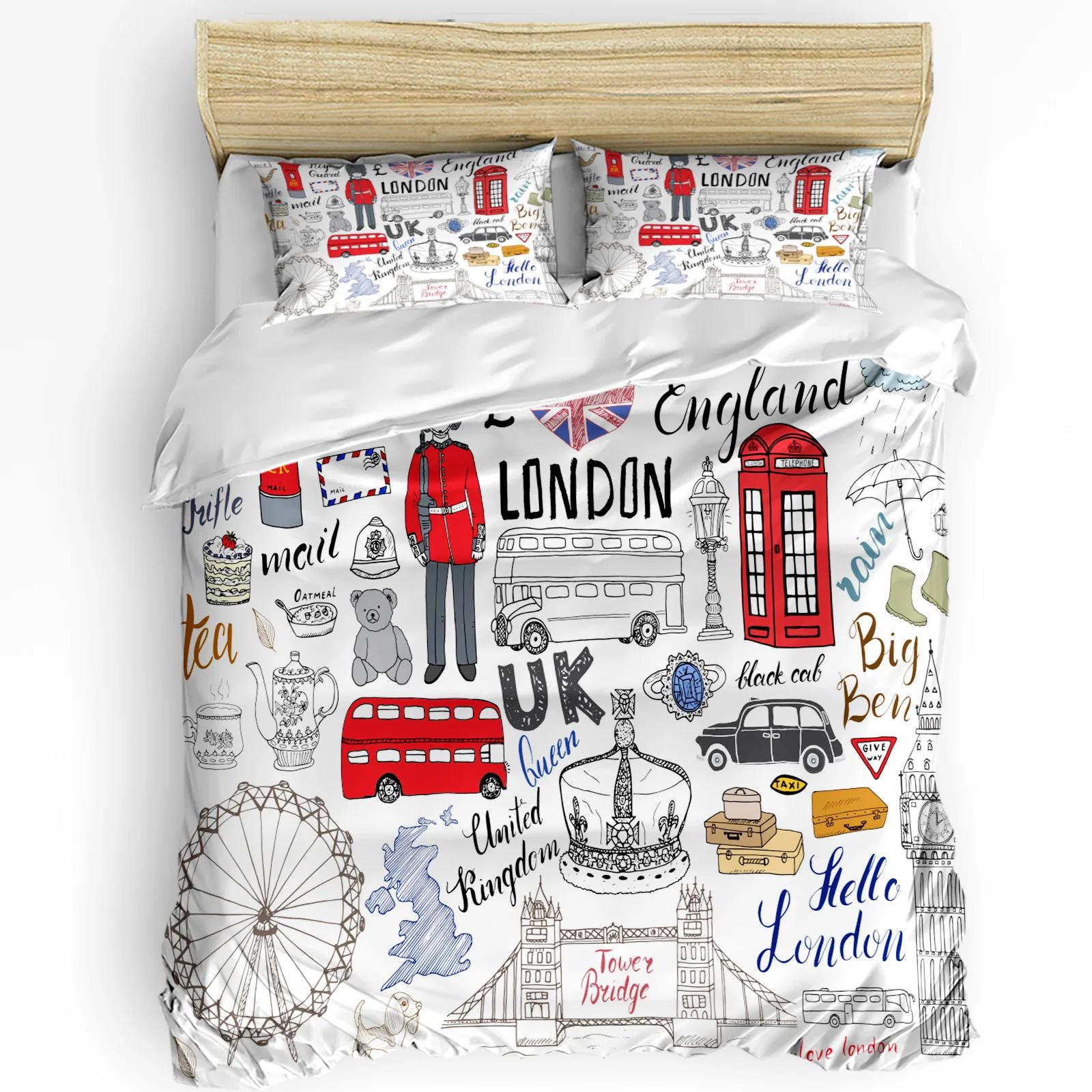 

London Bedding Set Famous Telephone Booth And The Big Ben I 3pcs Duvet Cover Set Bed Set Quilt Cover Pillow Case Comforter Cover EU single(135x200cm)