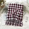 High End Imitation Cashmere Plaid Scarf Versatile and Warm In Winter  Women's Neck Scarf  Fringed Shawl