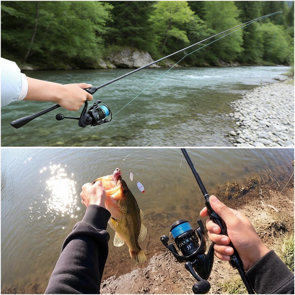 Sougayilang UL Spinning Fishing Rod and Reel Combo Carbon Fiber Fishing Pole 5.2:1 Gear Ratio Reel for Freshwater Bass Fishing