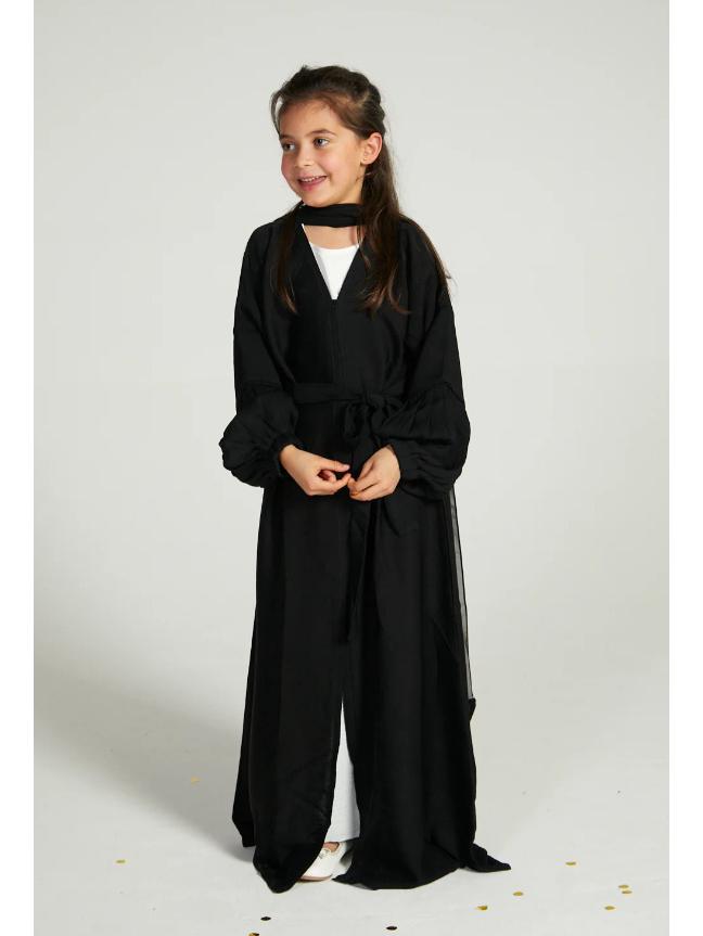 Yiduo Duo Girls' Wavy Lantern Sleeve Pleated Cardigan Dress - YT1023