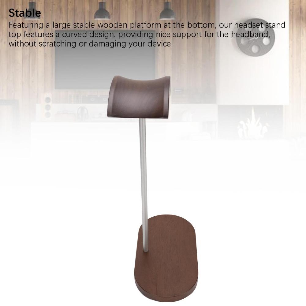 With Aluminum Alloy Supporting Bar Wood Base Walnut Headphone Stand Audio Accessory Holder