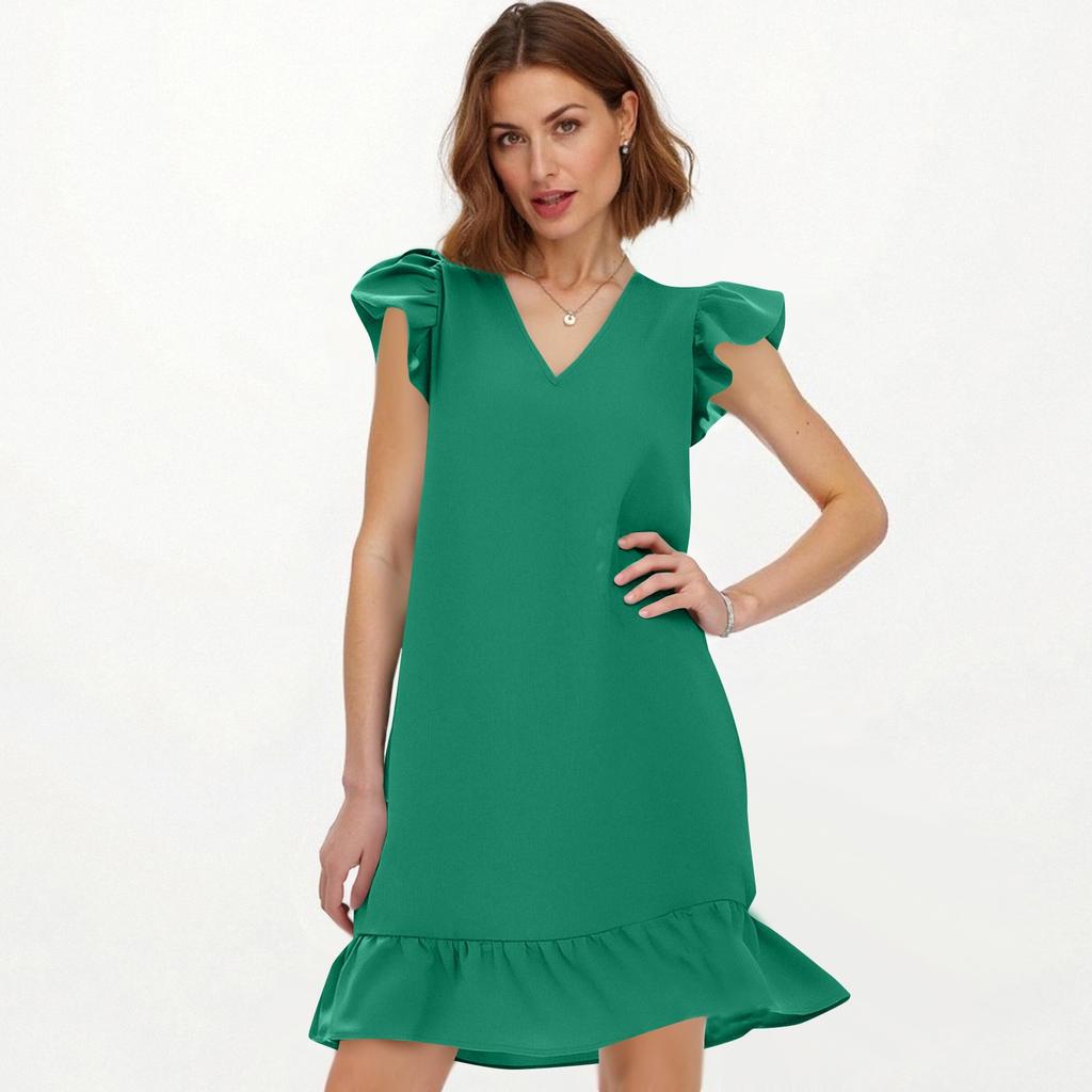 Short Sleeve Boho Dress For Women Casual Loose Fit Summer Sundress Floral Print Dress With Pockets