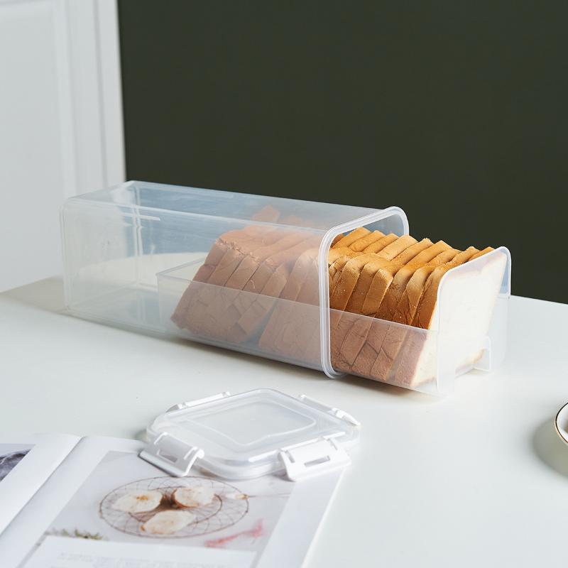Bread Box With Lid Reusable Sandwich Bread Pasta Storage Box Clear Plastic Food Storage Container For Kitchen Organization
