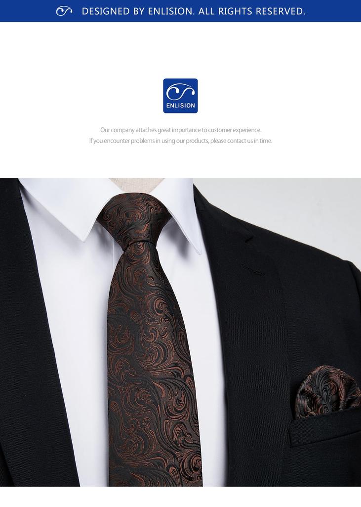Paisley Black Blue Stylish Floral Pattern Wedding Silk Brand Chief Set Job Hunting Entrance Ceremonies Ceremonies Luxury [Enlision] Men's 8.5cm 20's