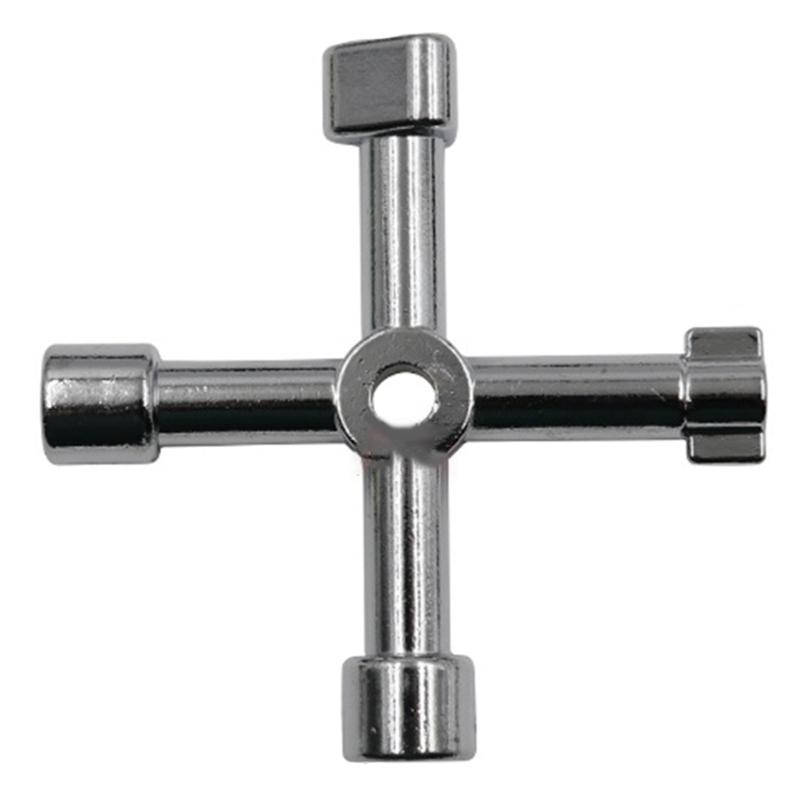 4-Way Multi-Functional Utilities Key Triangle Square Universal Cross Triangle Key Wrench for Faucet Electrical Cabinet