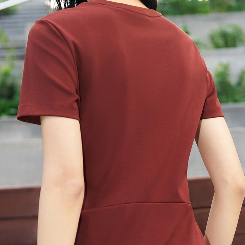 New FILA ORIGINALE Short Sleeved Dress Women's Terracotta Red Brown BN F51W529314F-BN