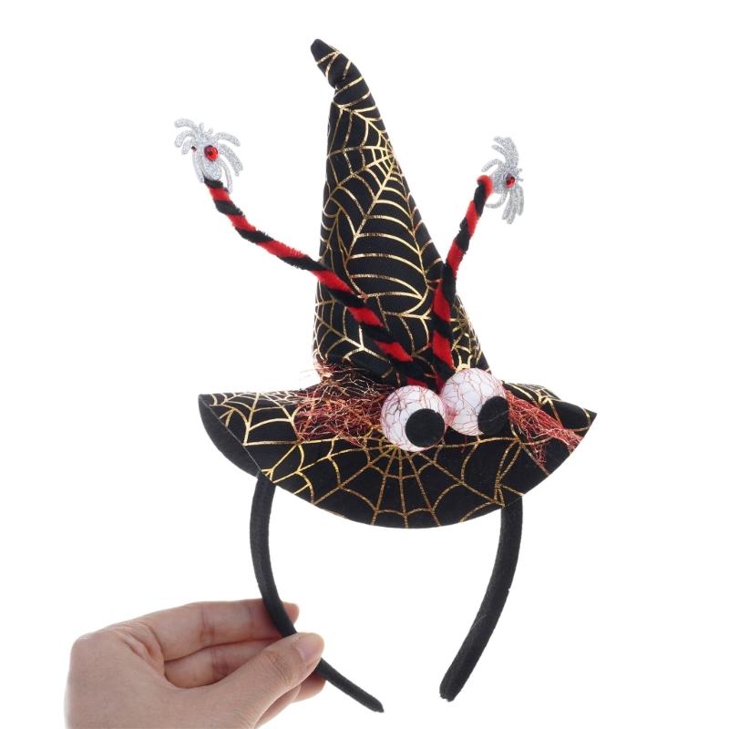 Gothic Witch Cap Spiders Hairband for Halloween Adult Kid Festive Headband Spring Headpiece Party Decoration Accessories