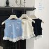 Girls' Summer Vest Baby's Trendy Korean Sweet Lace Bow Sleeveless Top