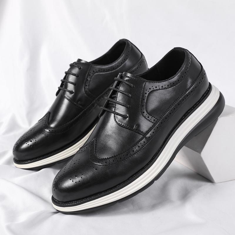 High End British Style Office Business Dress Shoes Men's Casual Leather Thick Soled Simple Walking Shoes Fashion Oxford Shoes