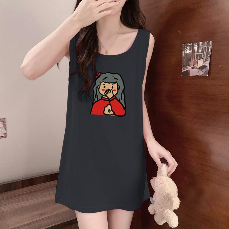 Women's Summer Sleeveless Vest Sleeping Dress Girls Sexy Halter T-shirt Dress