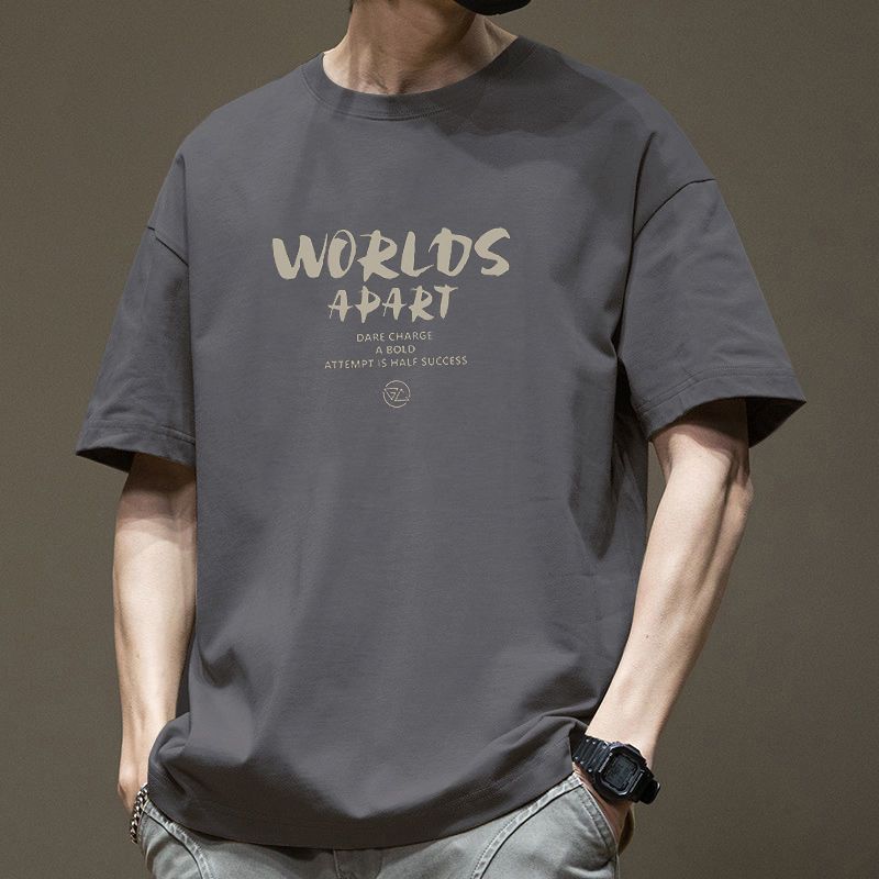 WTEMPO Brand Summer Trend Cotton Loose Simple Tops Men's Youth Short-sleeved T-shirt Soft and Comfortable Breathable Couple Pullovers