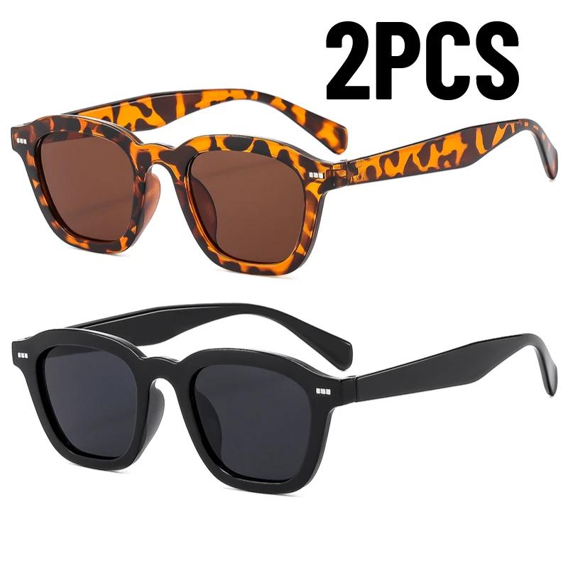2PCS Latest Men Women Rectangular Classic Sunglasses Stylish Design Classic Style Sun Glasses Female Eyeglass Cat-Eye Casual Eye Wear UV400