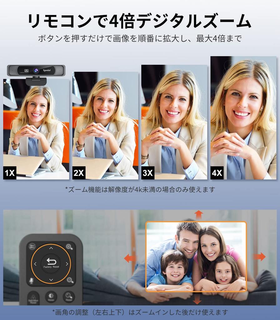 Spedal 931 4K UHD 8MP Conference Camera with 4x Remote Control USB Plug for Online Web and Compatible with Mac and More Webcam, Wide-Angle Zoom, &