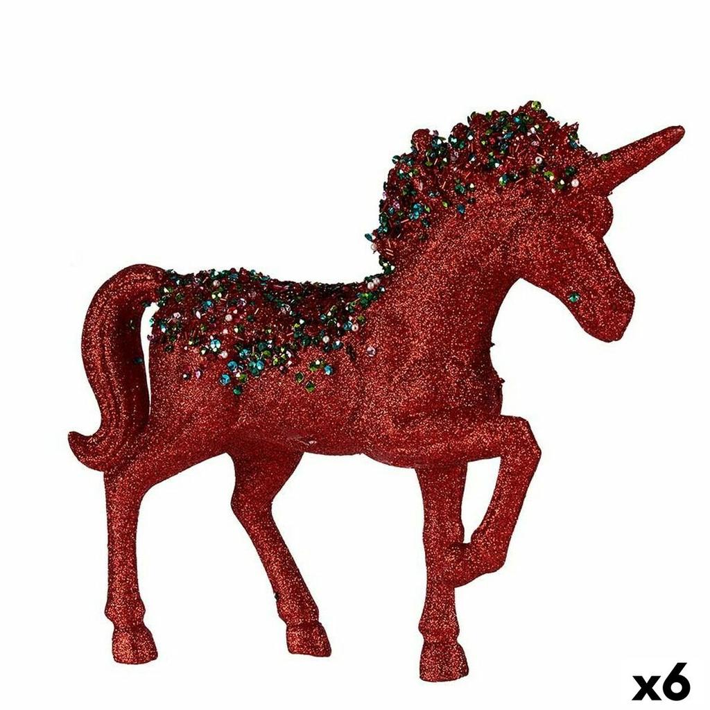 Decorative Figure Unicorn Red Plastic 9.5 X 31 X 40 Cm (6 Units)