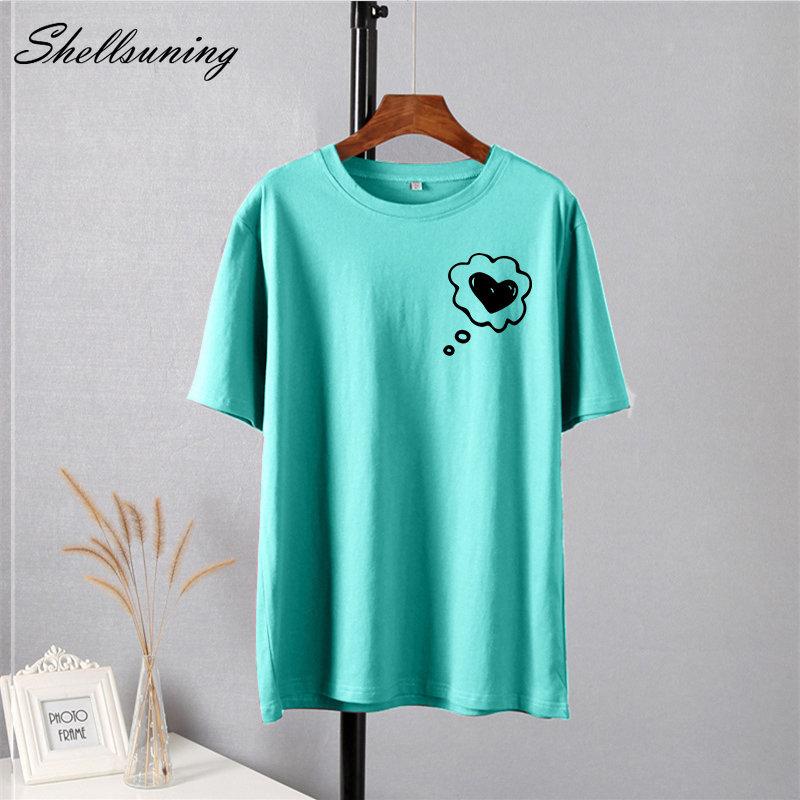 Shellsuning простые футболки с принтом в виде сердца — фото 3